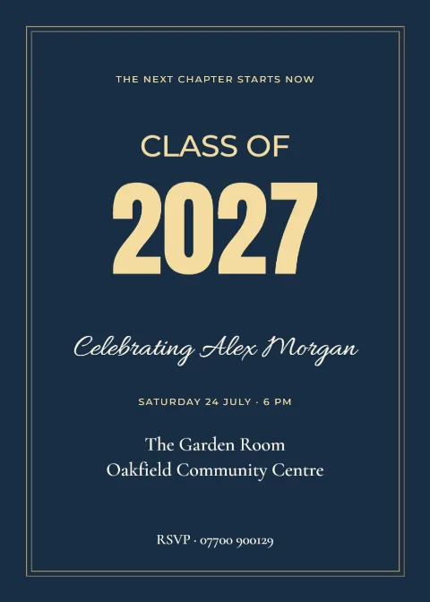 The next chapter – graduation party: printable design preview