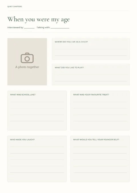 When you were my age – family journal: printable design preview