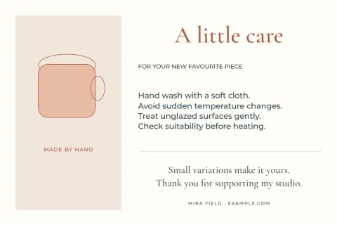 A little care – pottery insert: printable design preview