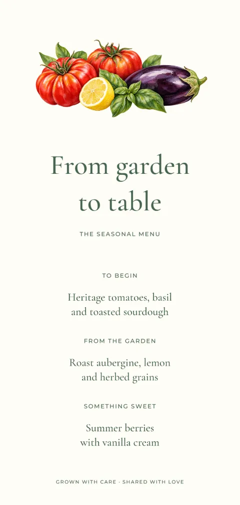 From garden to table – seasonal menu: printable design preview