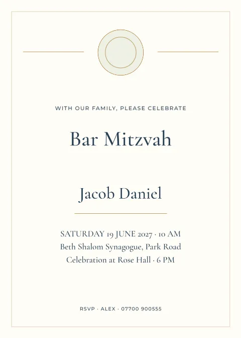 Jacob’s celebration – bar mitzvah: printable design preview