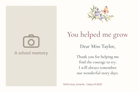 Lessons I will carry – teacher photo card: printable design preview
