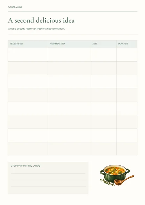 A second delicious idea – leftovers plan: printable design preview