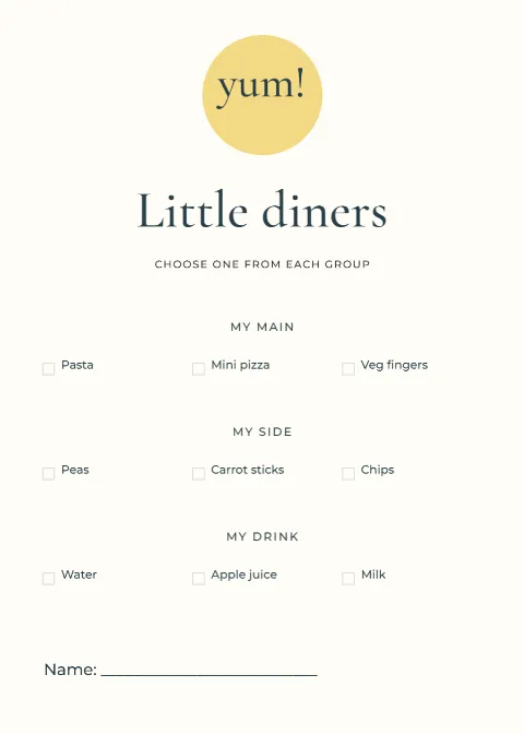 Little diners – choose your plate: printable design preview