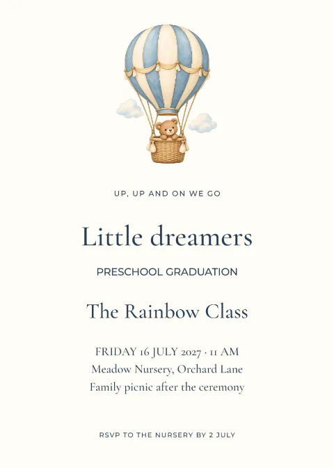 Little dreamers – preschool graduation: printable design preview