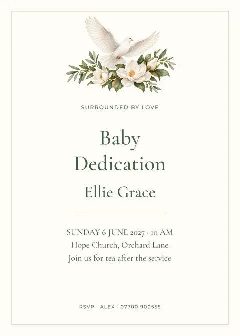 Our little light – baby dedication: printable design preview