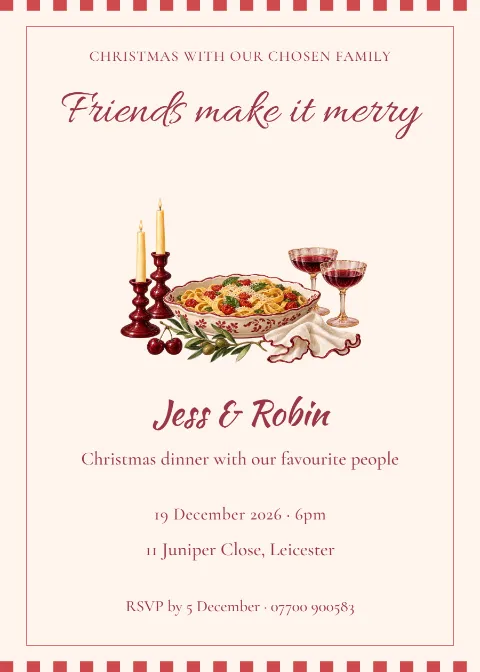 Made Merry – Friendsmas dinner: printable design preview