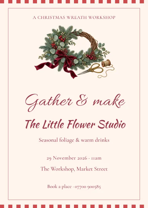 Made Merry – wreath making workshop: printable design preview