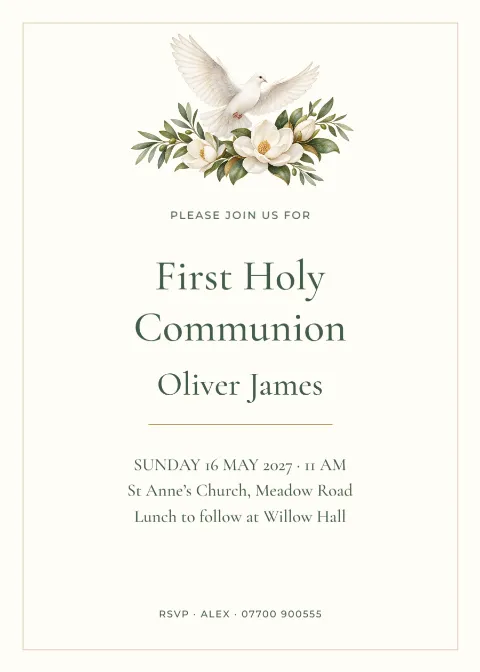 Magnolia blessing – first communion: printable design preview