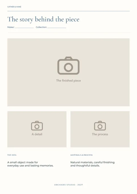 The story behind the piece – portfolio sheet: printable design preview