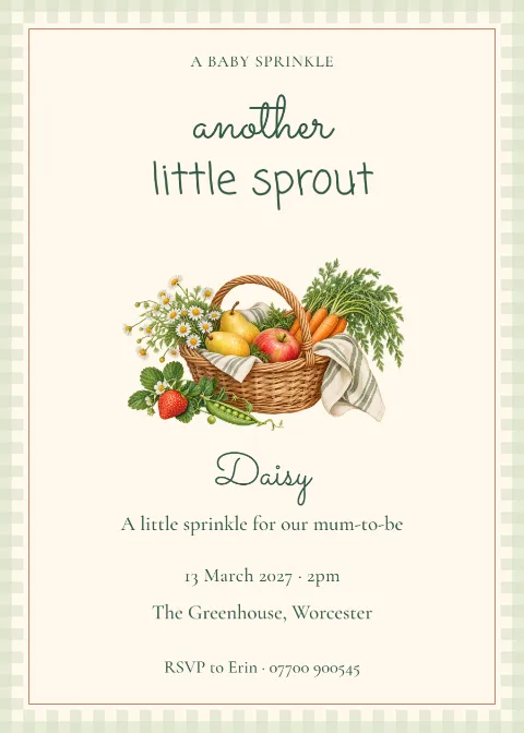 Market Morning – baby sprinkle invitation: printable design preview