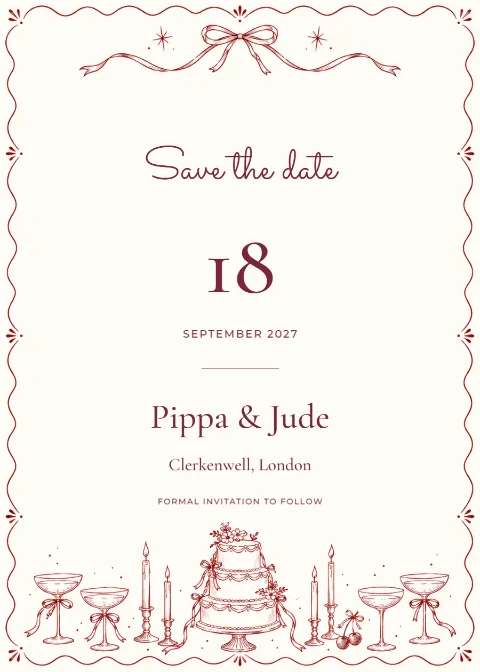 Merlot doodles – save the date: printable design preview
