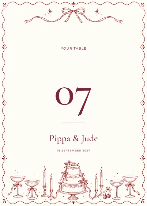 Merlot doodles – table number: printable design preview