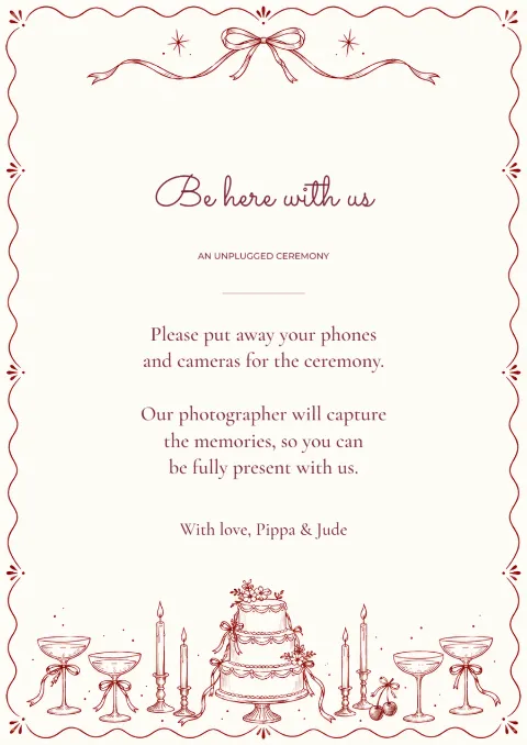 Merlot doodles – unplugged ceremony sign: printable design preview