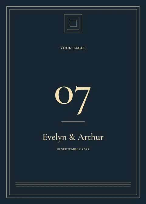 Midnight deco – table number: printable design preview