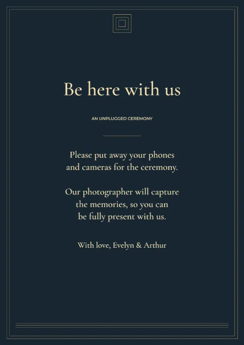 Midnight deco – unplugged ceremony sign: printable design preview
