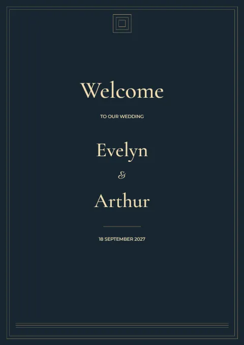 Midnight deco – wedding welcome sign: printable design preview