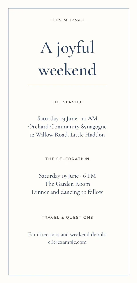 A joyful weekend – mitzvah details: printable design preview