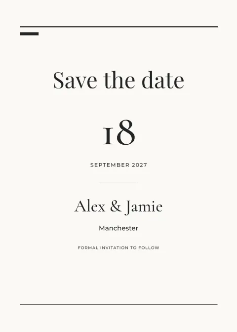 Modern editorial – save the date: printable design preview