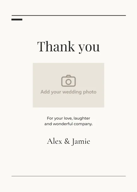 Modern editorial – photo thank-you card: printable design preview