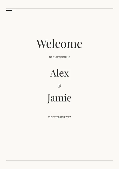Modern editorial – wedding welcome sign: printable design preview