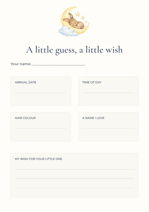 A little guess, a little wish – baby predictions: printable design preview