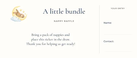 A little bundle – nappy raffle ticket: printable design preview