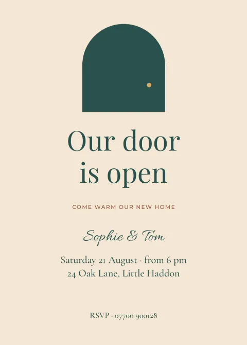 Our door is open – housewarming: printable design preview