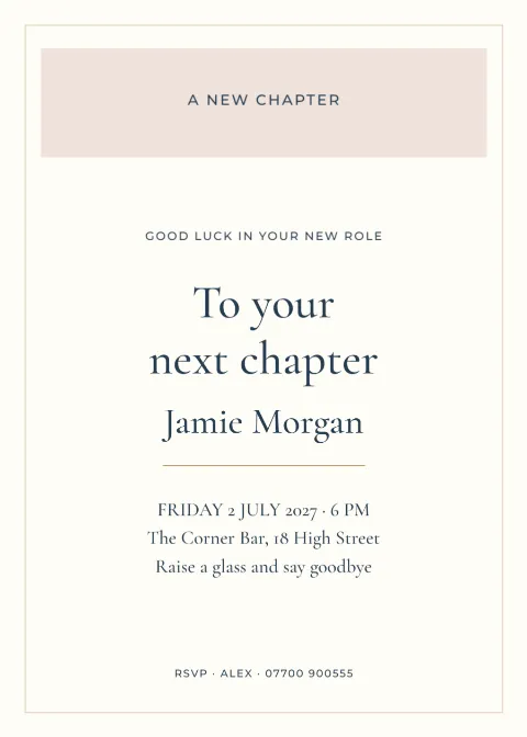 To your next chapter – leaving drinks: printable design preview