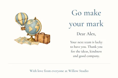 Go make your mark – new job good luck card: printable design preview