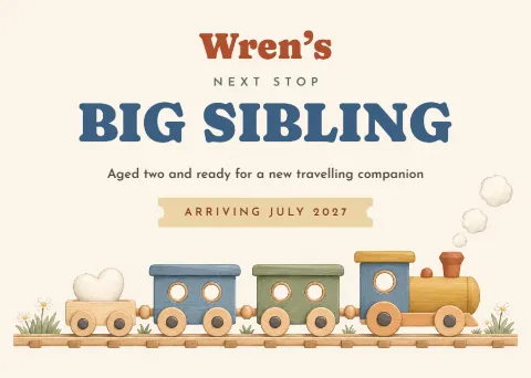 Next stop – big sibling pregnancy announcement: printable design preview