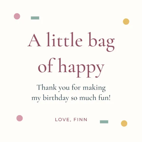 A little bag of happy – birthday favour card: printable design preview