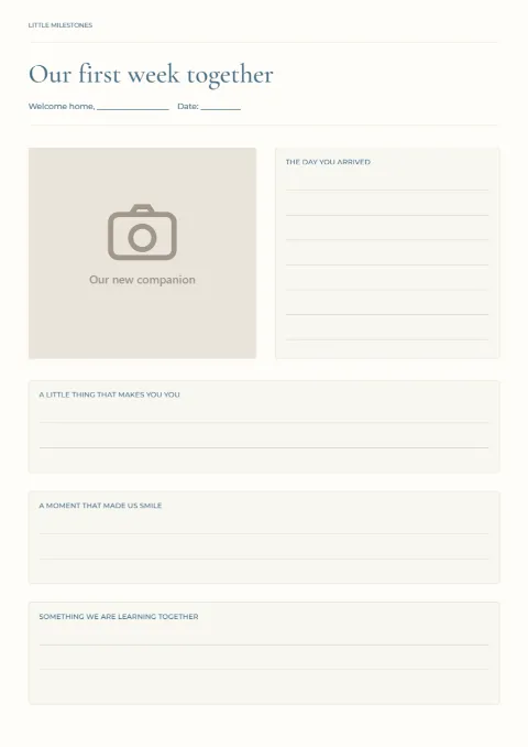 Our first week together – adoption journal: printable design preview