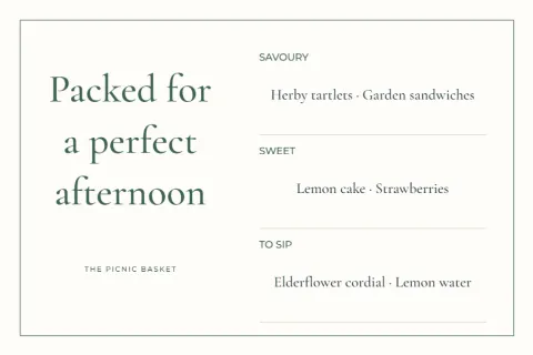 Packed for a perfect afternoon – picnic menu: printable design preview