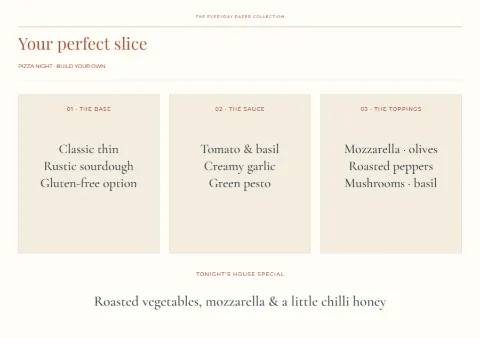 Your perfect slice – pizza night menu: printable design preview