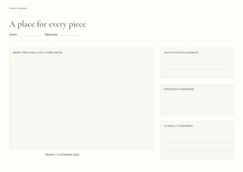 A place for every piece – market stall plan: printable design preview
