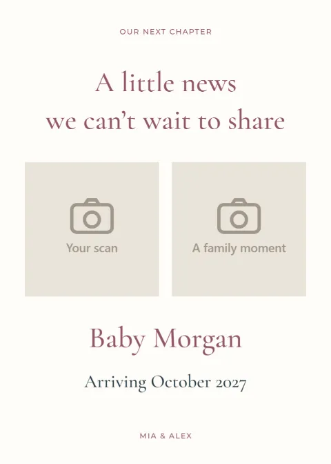 Two lines, one new chapter – pregnancy reveal: printable design preview