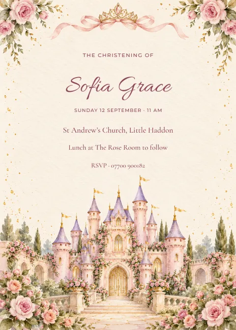 A precious blessing – princess christening: printable design preview