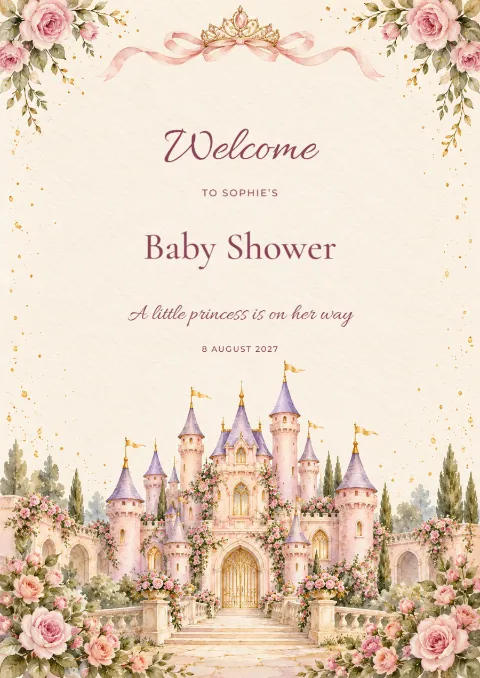 A royal welcome – princess shower sign: printable design preview