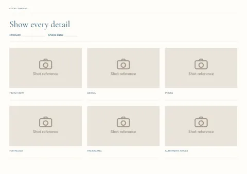 Show every detail – product shoot board: printable design preview