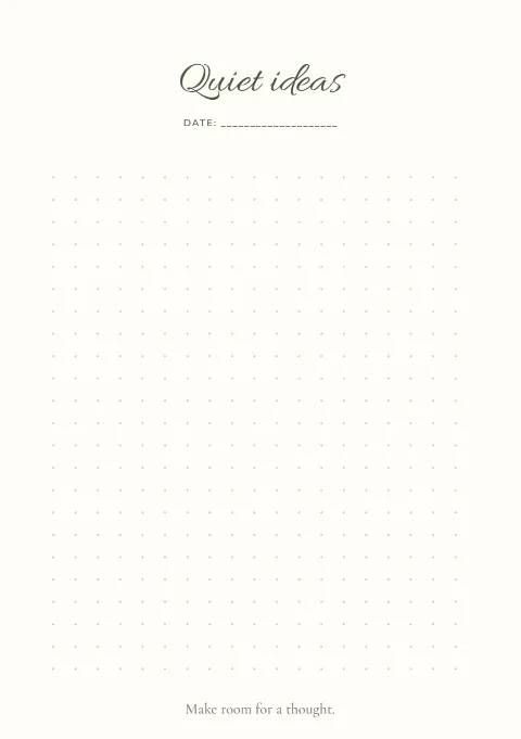 Quiet ideas – dotted journal page: printable design preview