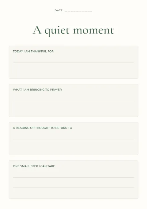 A quiet moment – prayer reflection: printable design preview