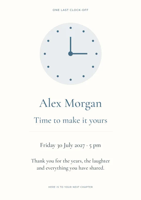 Time to make it yours – final clock-off sign: printable design preview