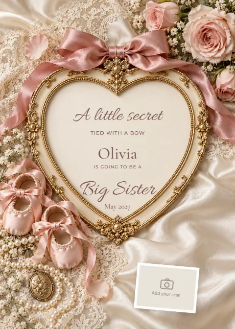 Tied with a bow – big sister: printable design preview