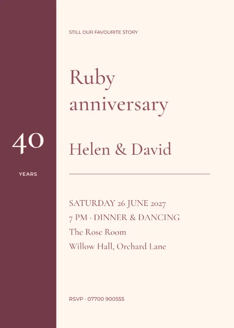Still our favourite story – ruby anniversary: printable design preview