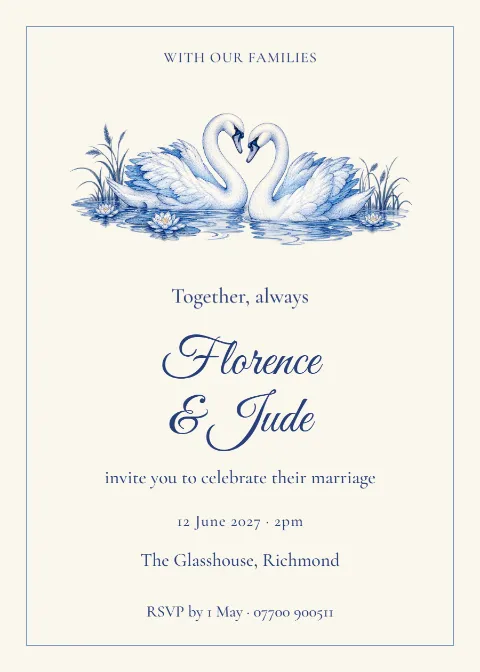 Scribbled Hearts – wedding invitation: printable design preview