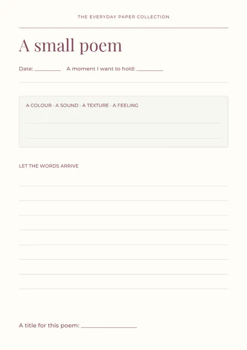 A small poem – writing journal: printable design preview