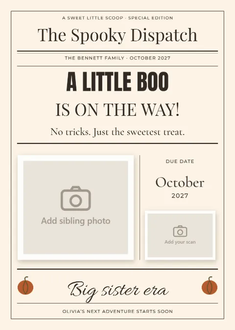 The Spooky Dispatch – little boo: printable design preview