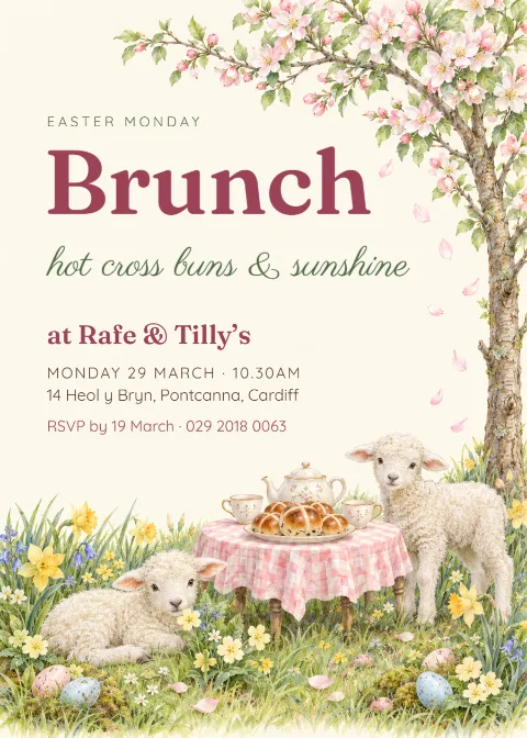 Spring lambs – Easter brunch invitation: printable design preview