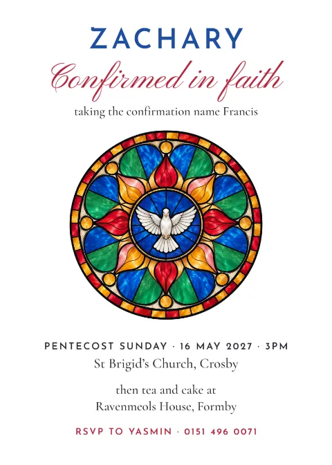 Stained glass – Confirmation invitation: printable design preview